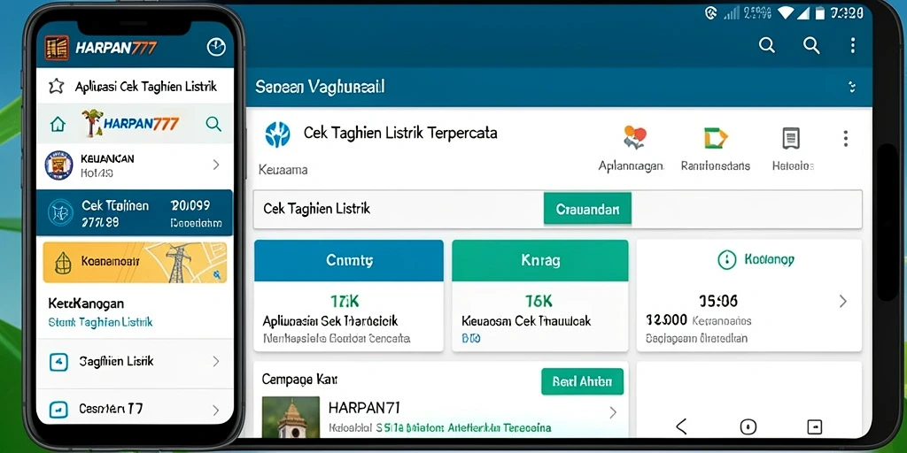 Antarmuka aplikasi HARAPAN777 yang menampilkan detail tagihan listrik.
