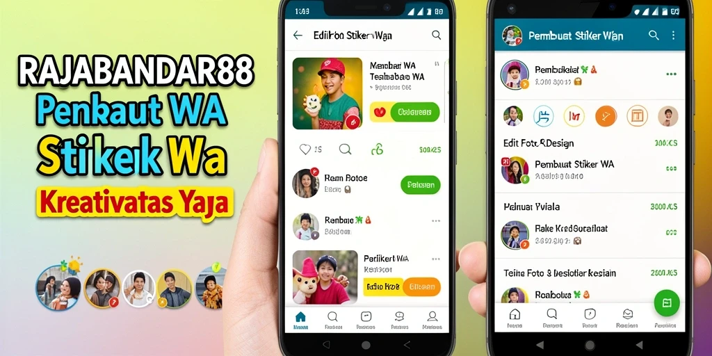 Antarmuka RAJABANDAR88 menampilkan fungsi pembuat stiker yang sederhana dan intuitif.