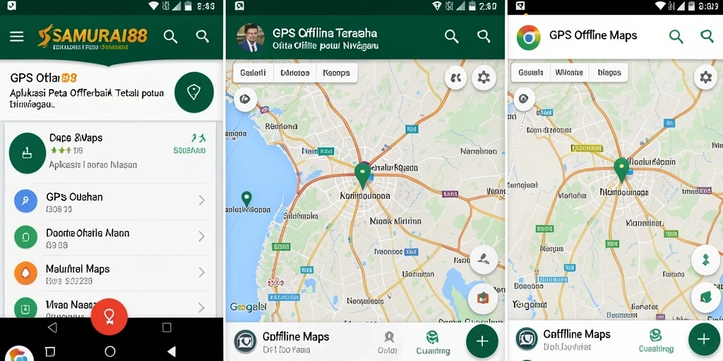 Antarmuka aplikasi SAMURAI88 menampilkan fungsi GPS Offline yang intuitif dan akurat.